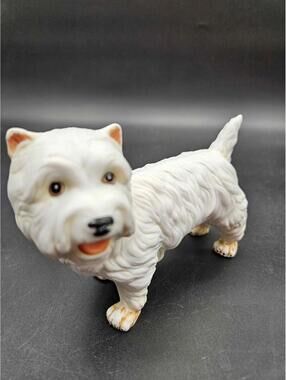Vintage Westie Dog Figurine West Highland White Terrier Statue 5" White Dog